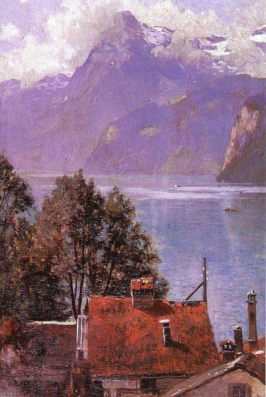 John Douglas Woodward Brunnen, Lake Lucerne China oil painting art